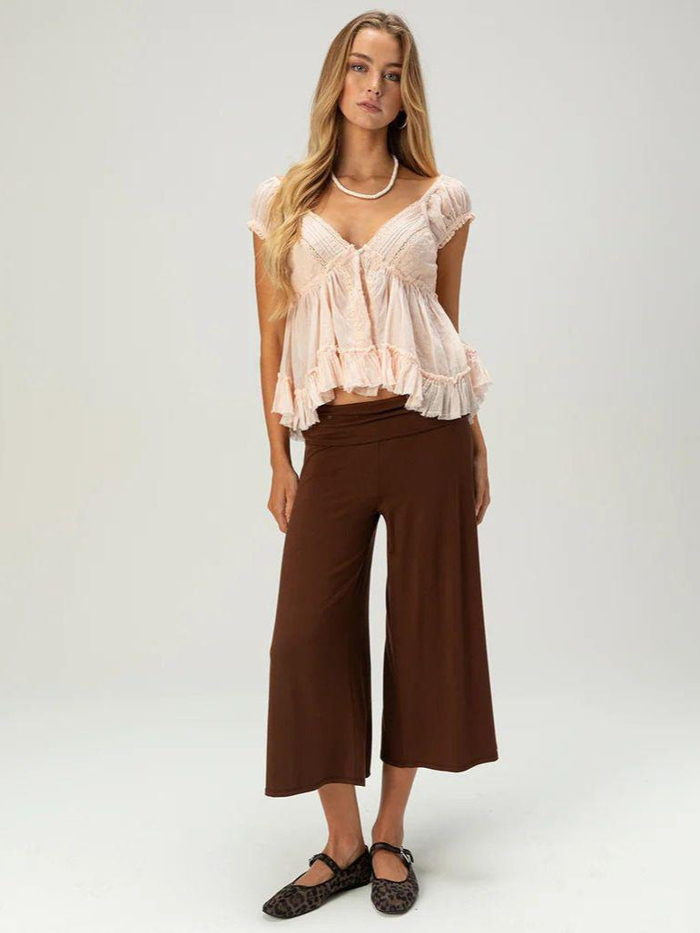 Women's Casual Wide Leg Capri Pants