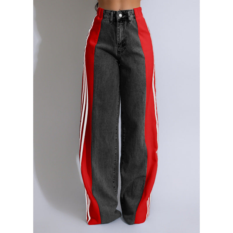 High-Waisted Elastic Straight-Leg Pants