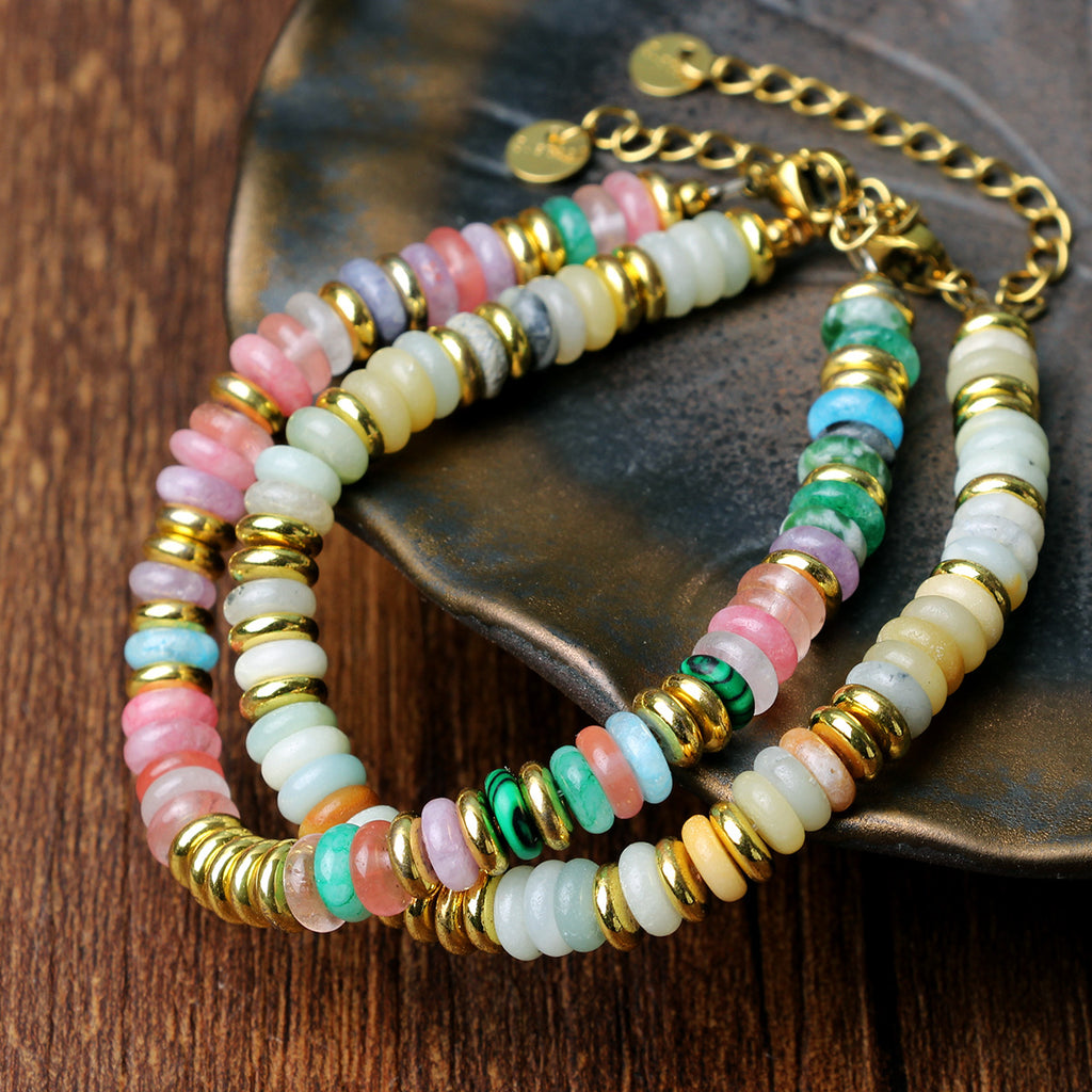 Geometric Semi-Precious Stone Beaded Bracelet