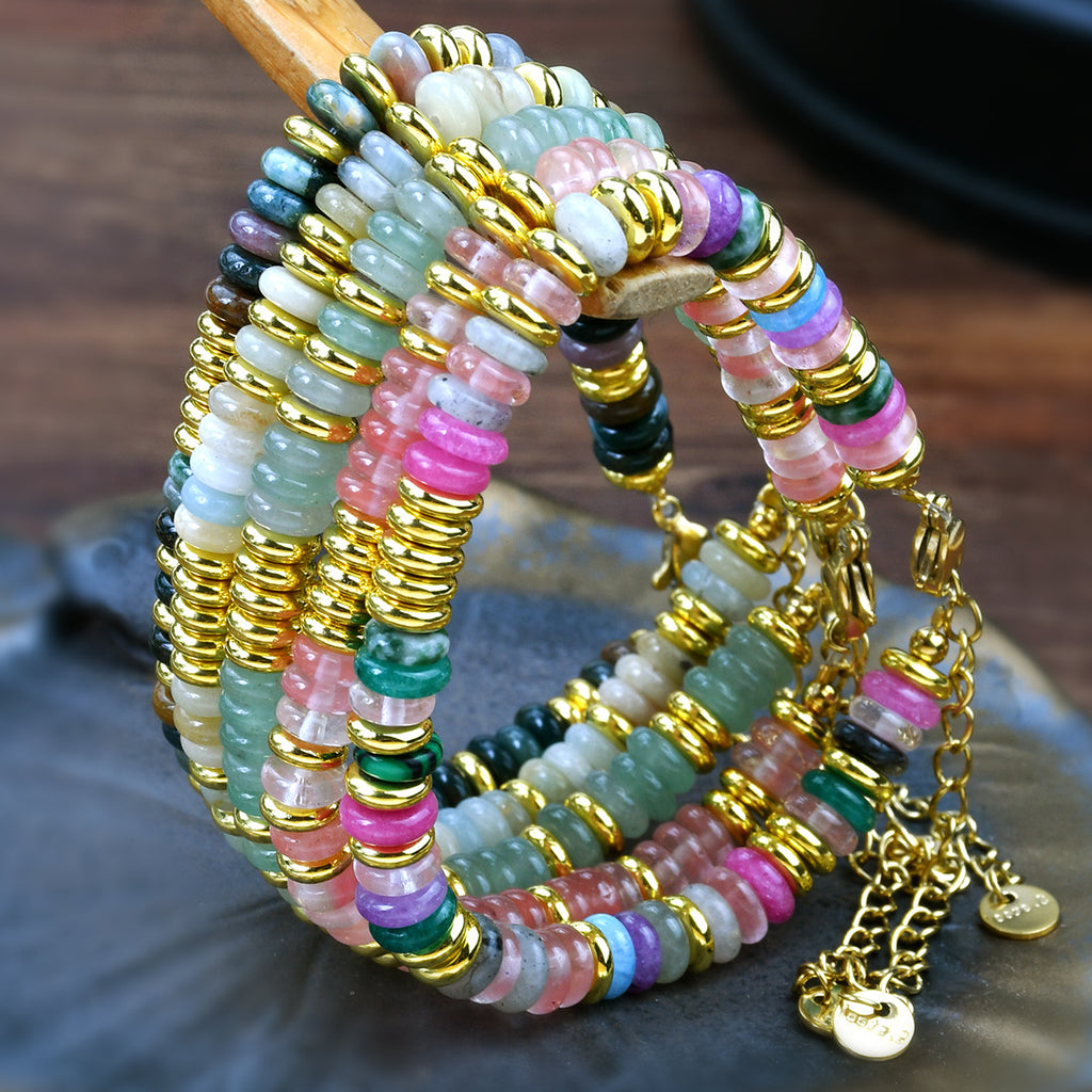 Geometric Semi-Precious Stone Beaded Bracelet