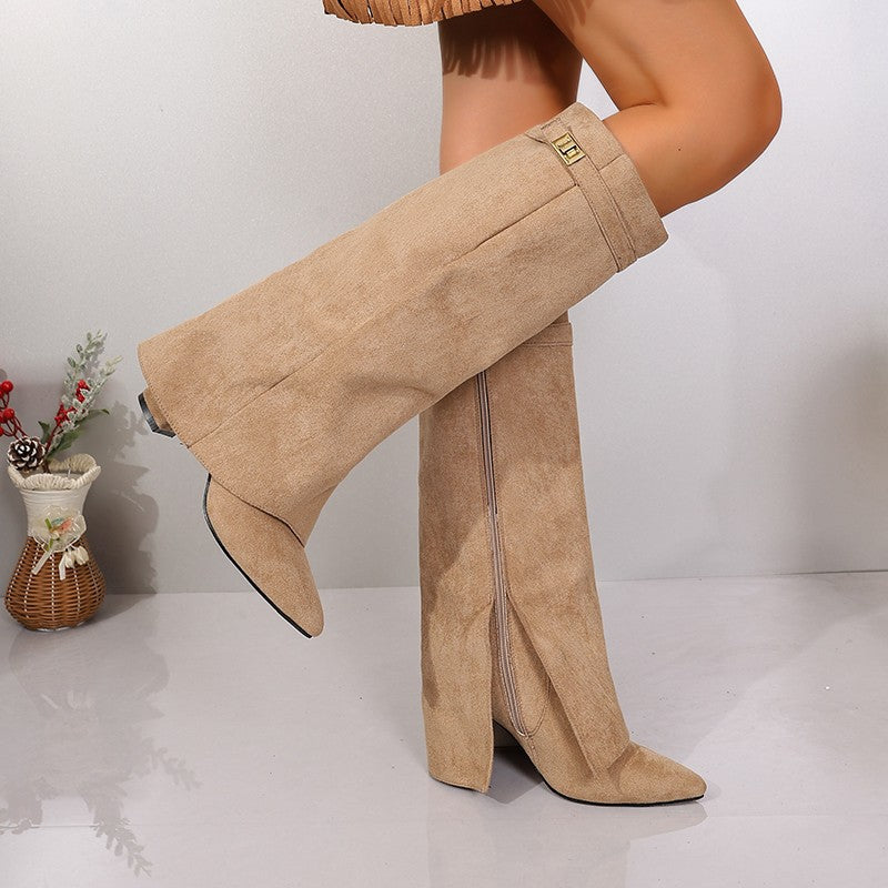 Womens Suede High Heel Boots