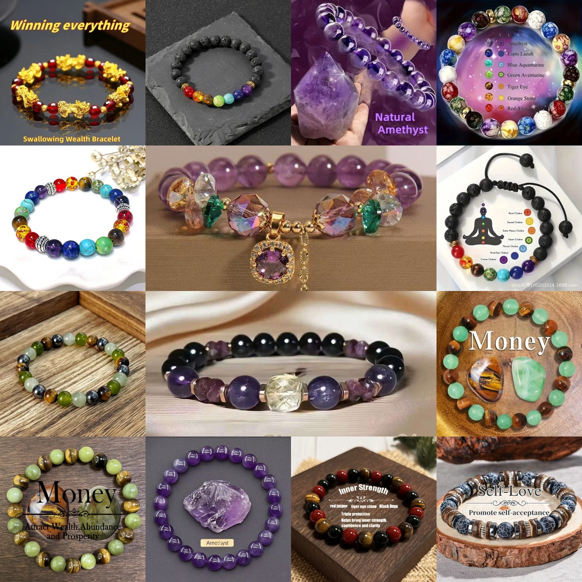 Amethyst Tiger Eye Stone Bracelet