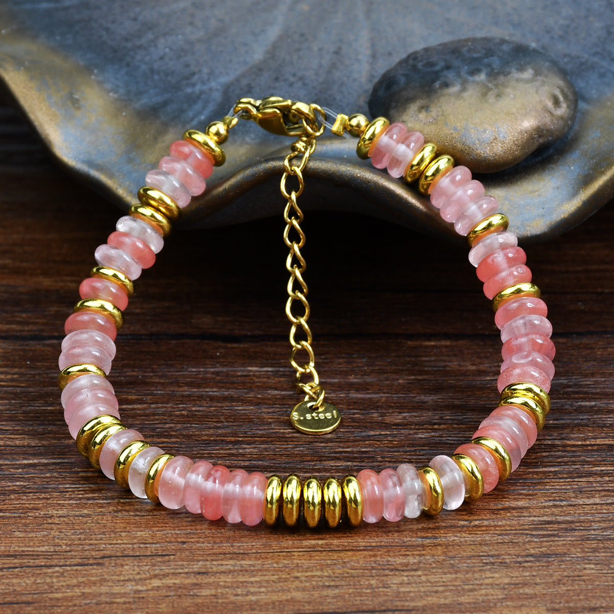 Geometric Semi-Precious Stone Beaded Bracelet