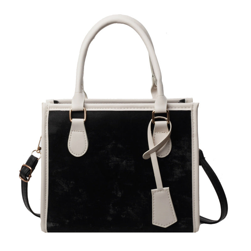 Stylish Contrast Color PU Tote Bag with Adjustable Strap