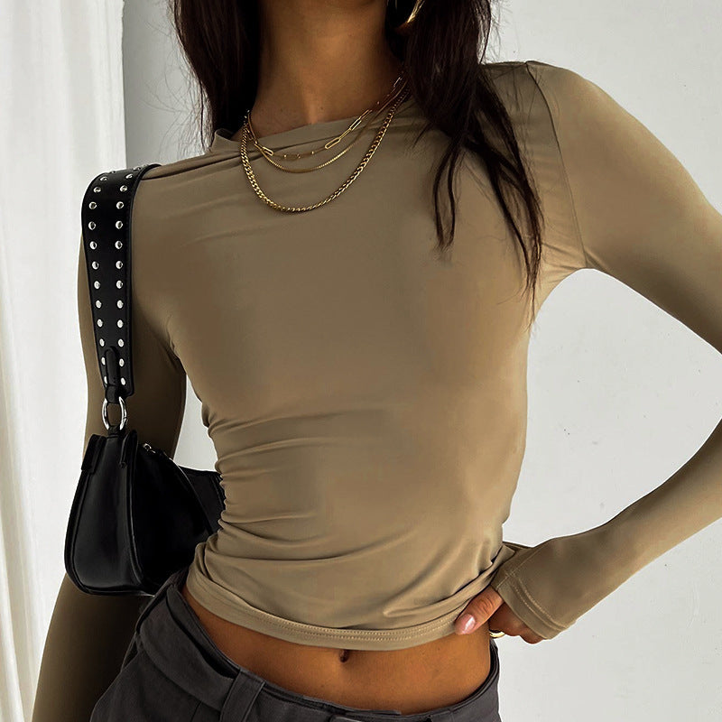 Womens Solid Color Long Sleeve T-Shirt