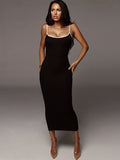 Women's Backless Bodycon Spaghetti Strap Midi Dress