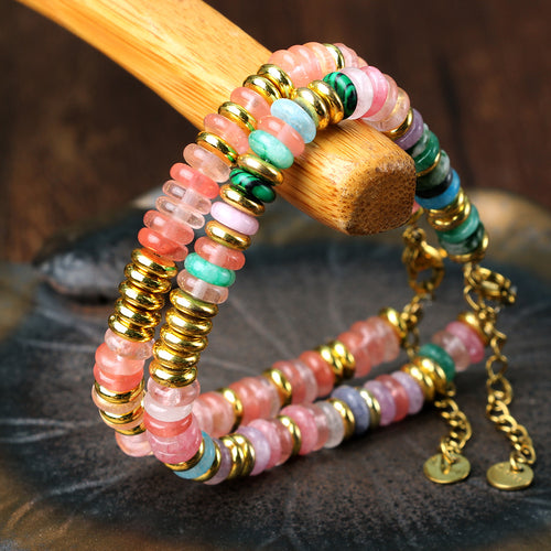 Geometric Semi-Precious Stone Beaded Bracelet