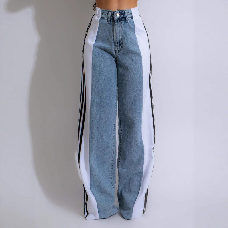 High-Waisted Elastic Straight-Leg Pants