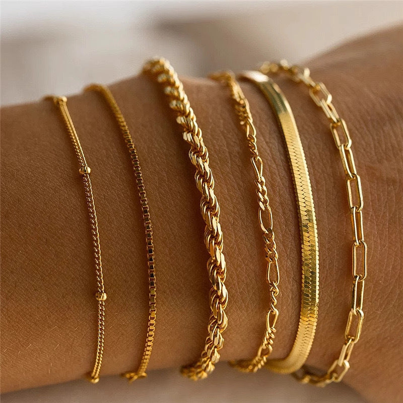 Layered Multi Chain Bohemian Bracelet Set