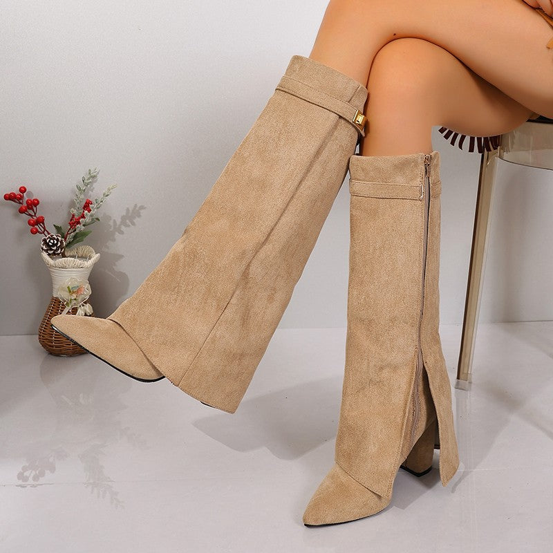 Womens Suede High Heel Boots