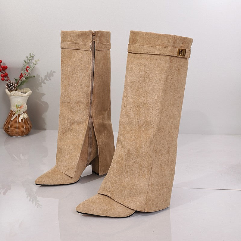 Womens Suede High Heel Boots