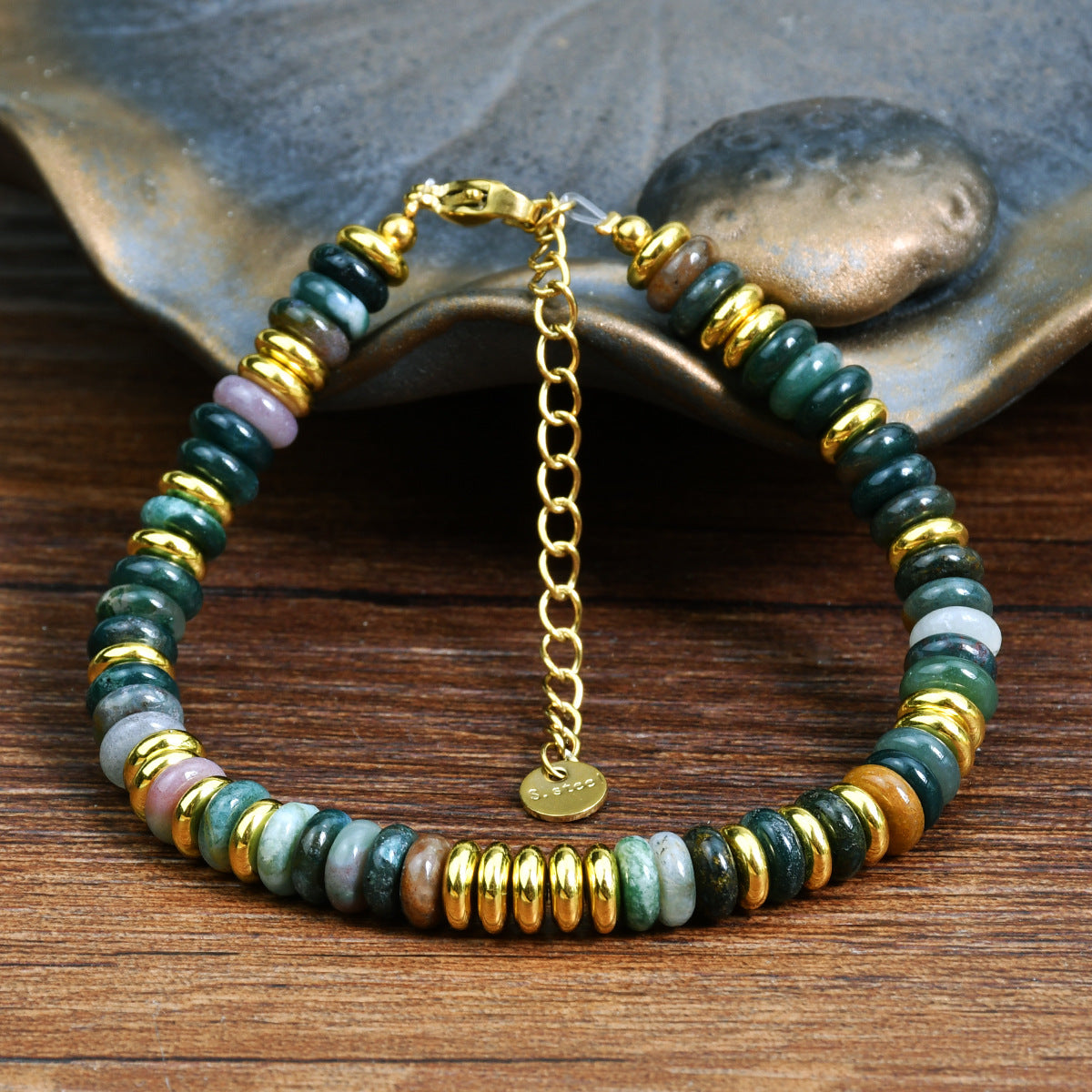 Geometric Semi-Precious Stone Beaded Bracelet