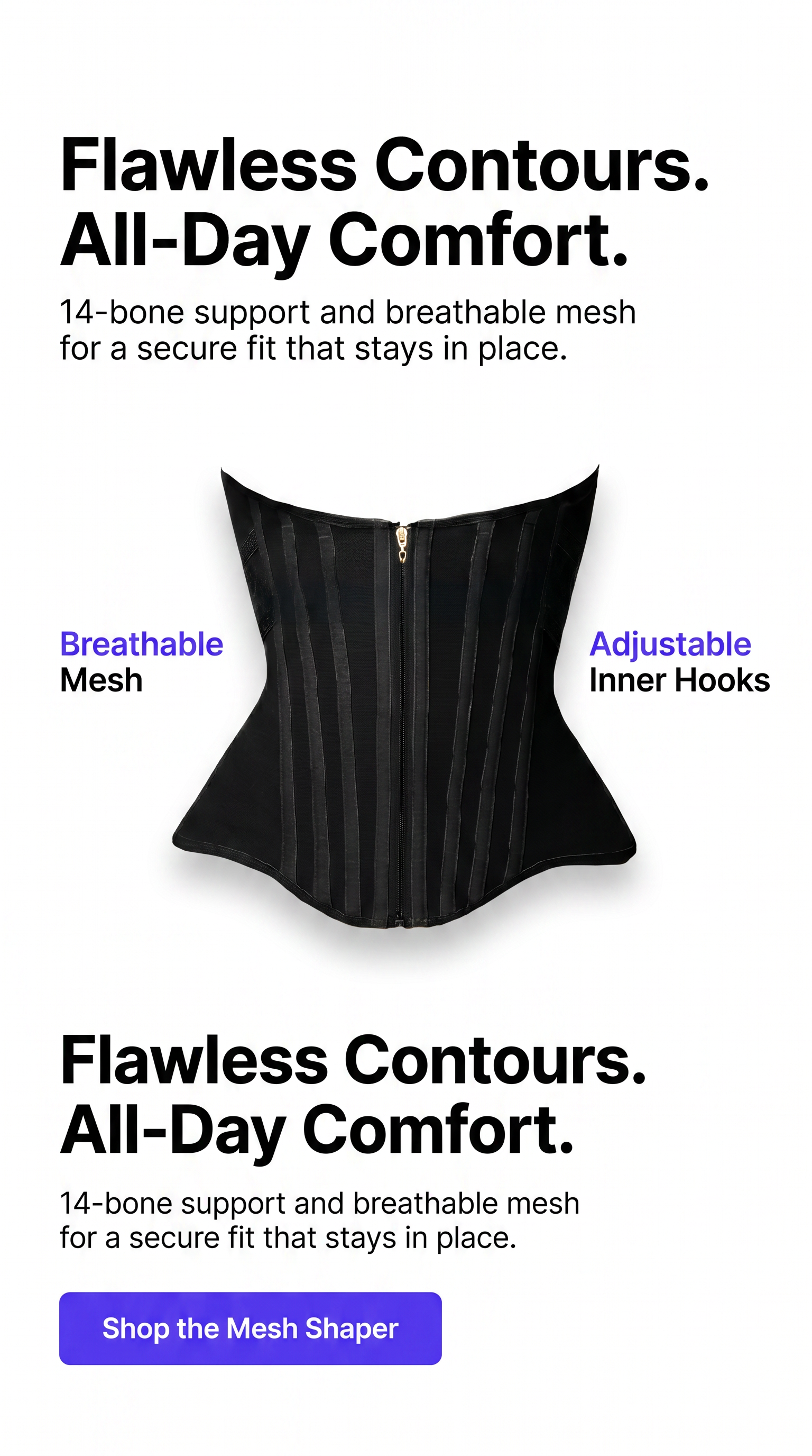Mesh Waist Shaper with Inner Hooks