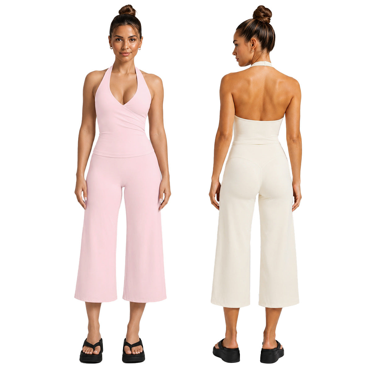 Women's Sleeveless Sports Set with Wide-Leg Shorts