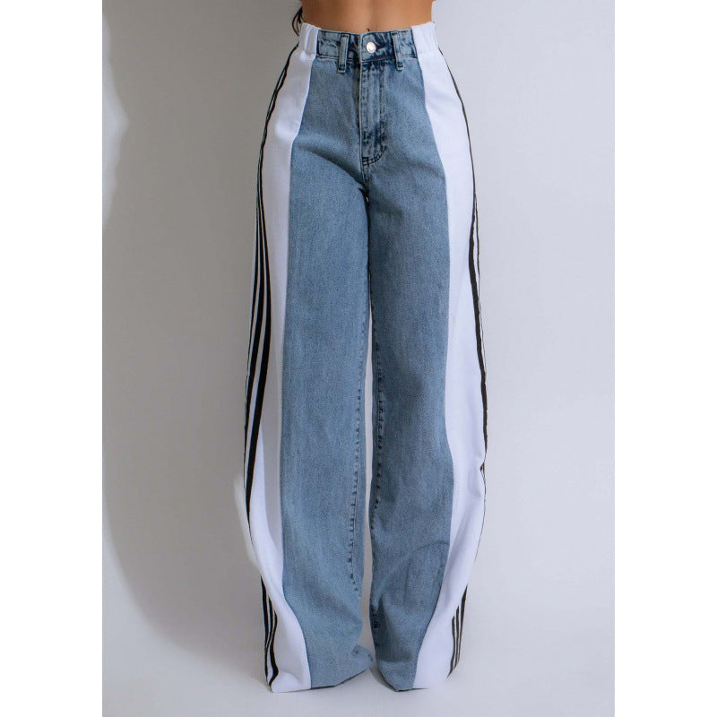 High-Waisted Elastic Straight-Leg Pants