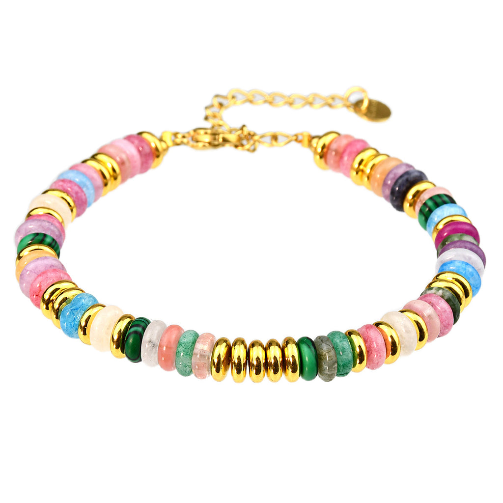 Geometric Semi-Precious Stone Beaded Bracelet