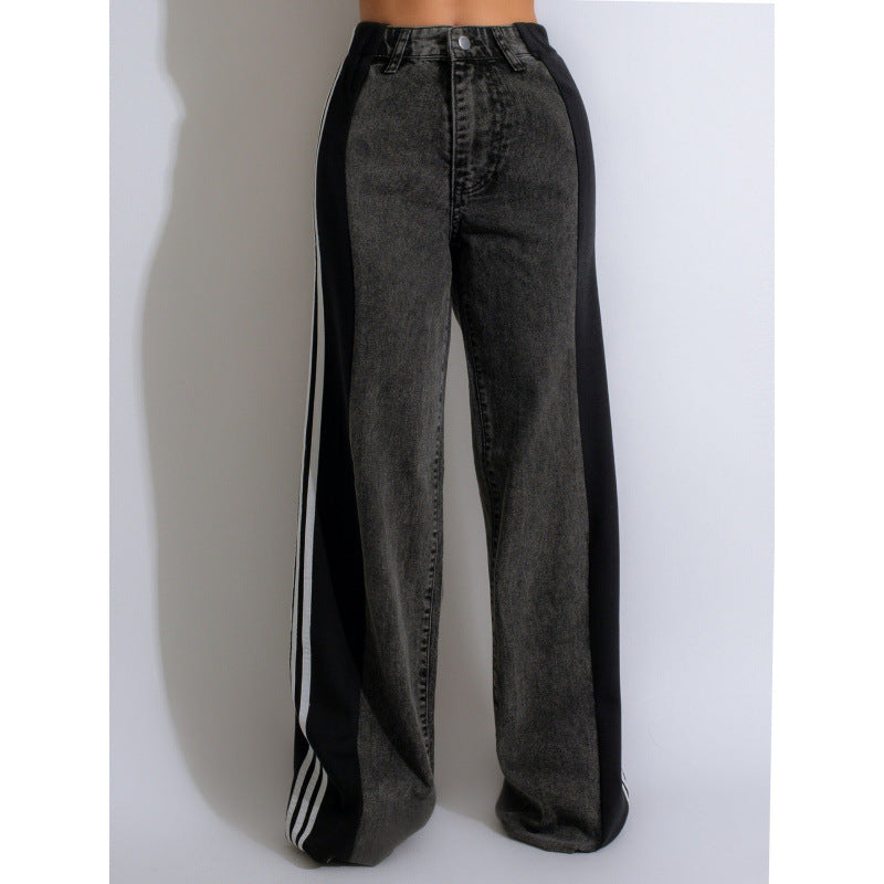 High-Waisted Elastic Straight-Leg Pants