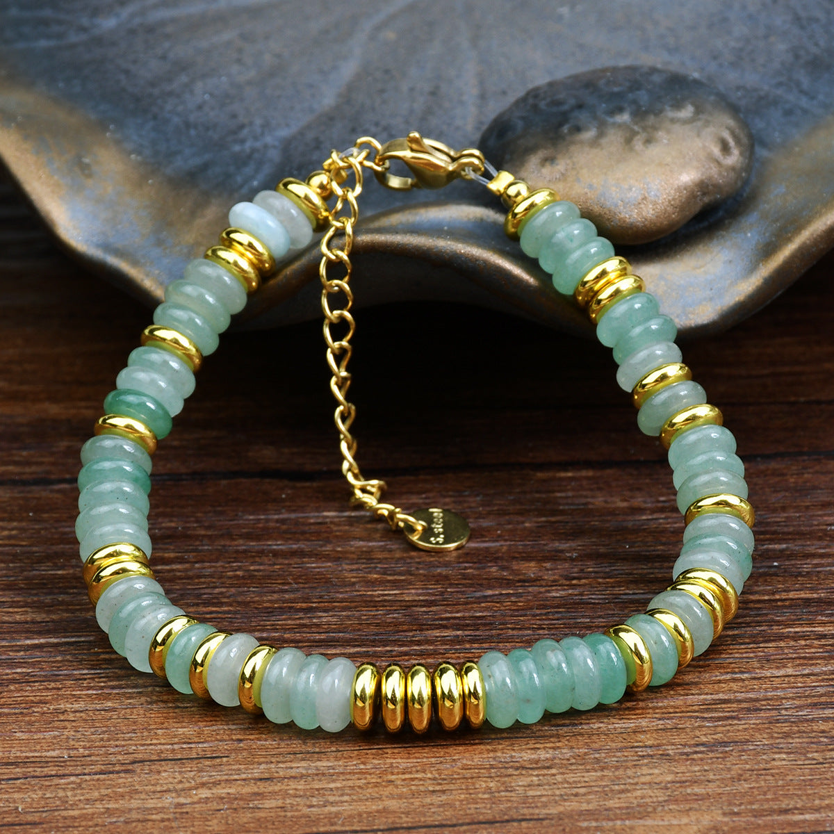 Geometric Semi-Precious Stone Beaded Bracelet