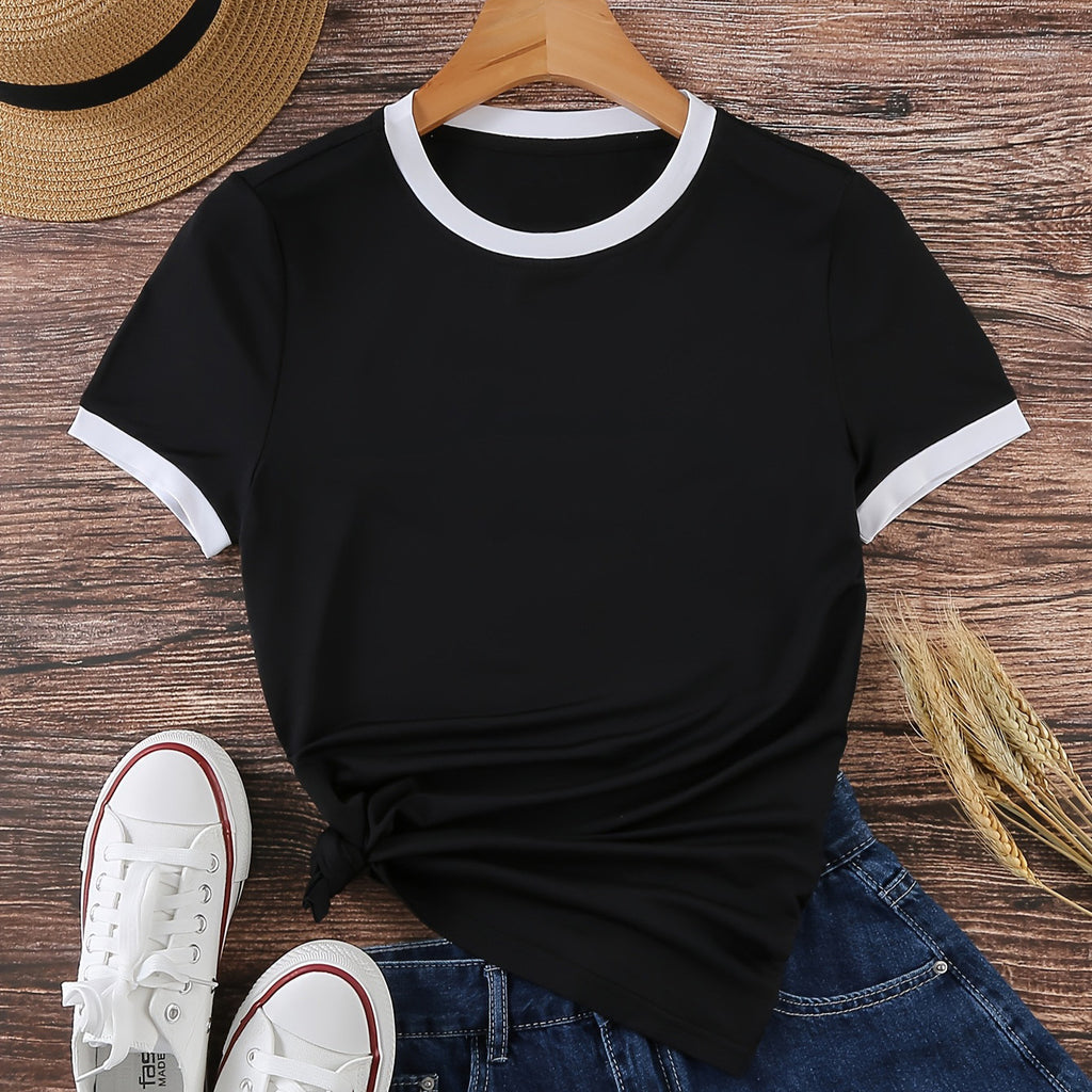 Women's Color Block T-shirt Casual Summer Top