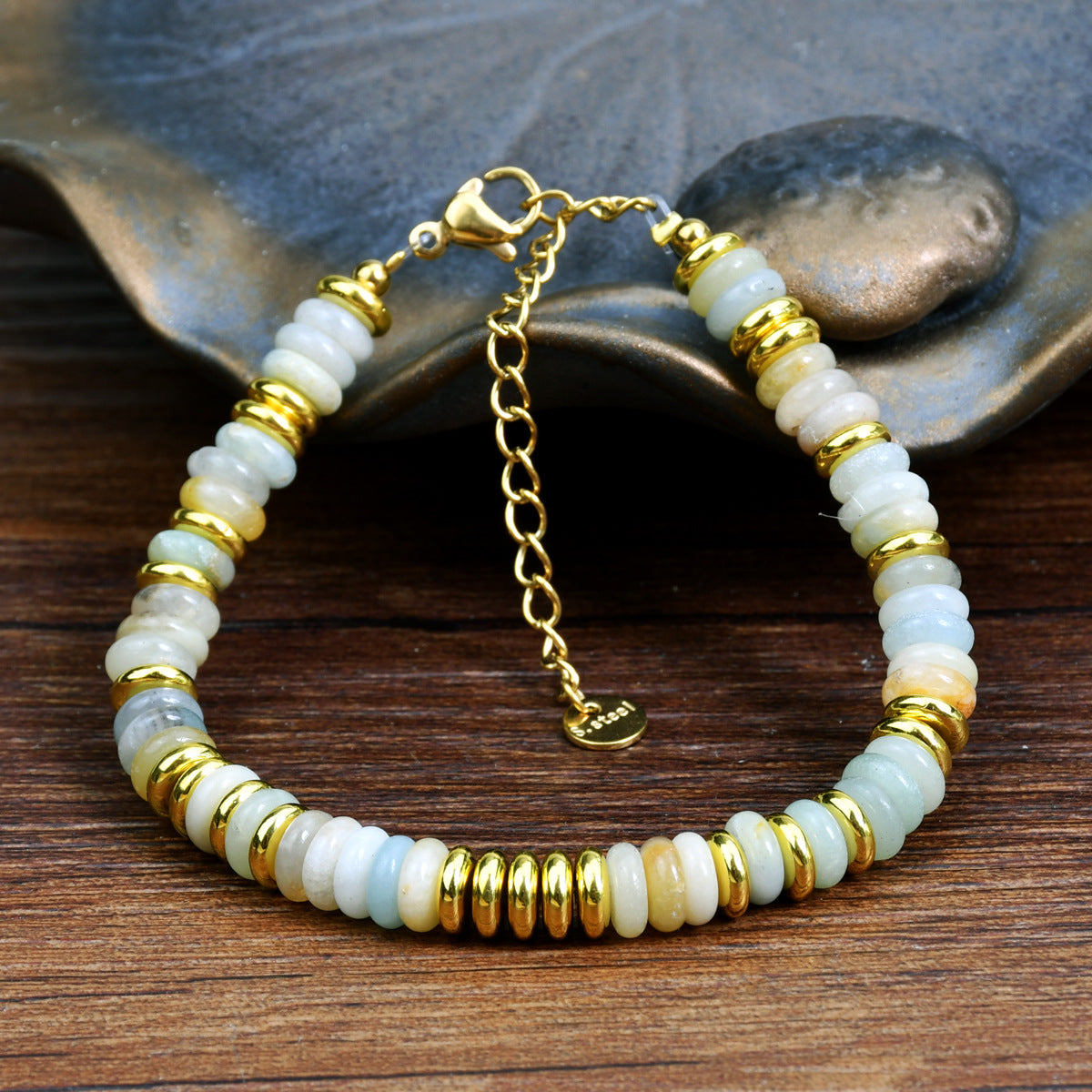 Geometric Semi-Precious Stone Beaded Bracelet