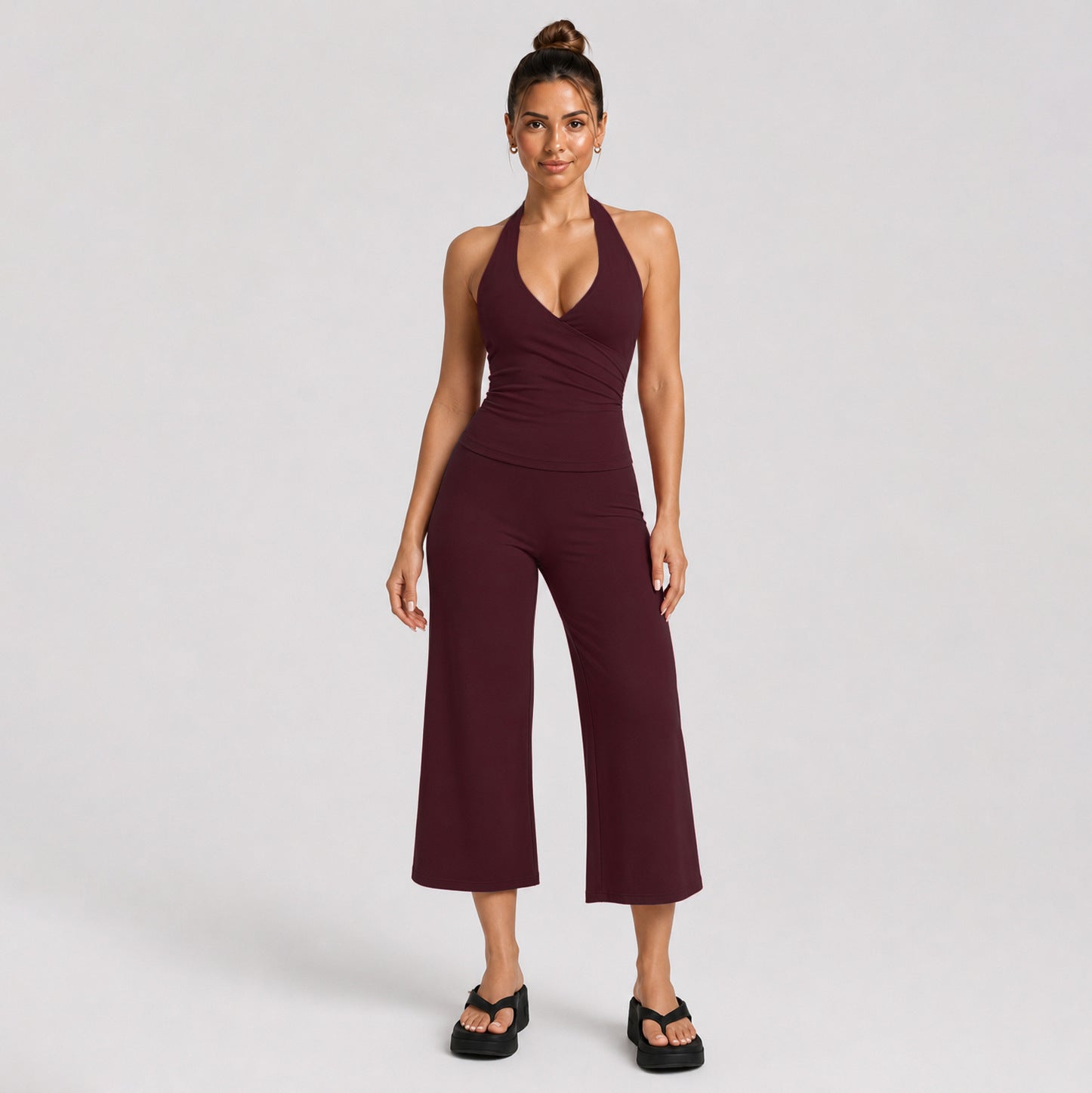 Women's Sleeveless Sports Set with Wide-Leg Shorts